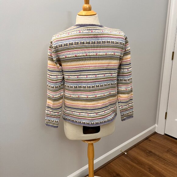 Vintage Talbots Spring Knitted Pastel Floral Cotton Cardigan Button Up Sz PS - Picture 12 of 12
